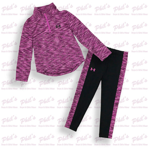 Under Armour Magenta Haze Quarter Zip Dry-Fit Legging Set