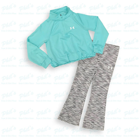 Girls' Under Armour Aqua Quarter-Zip Jacket & Gray Leggings Set