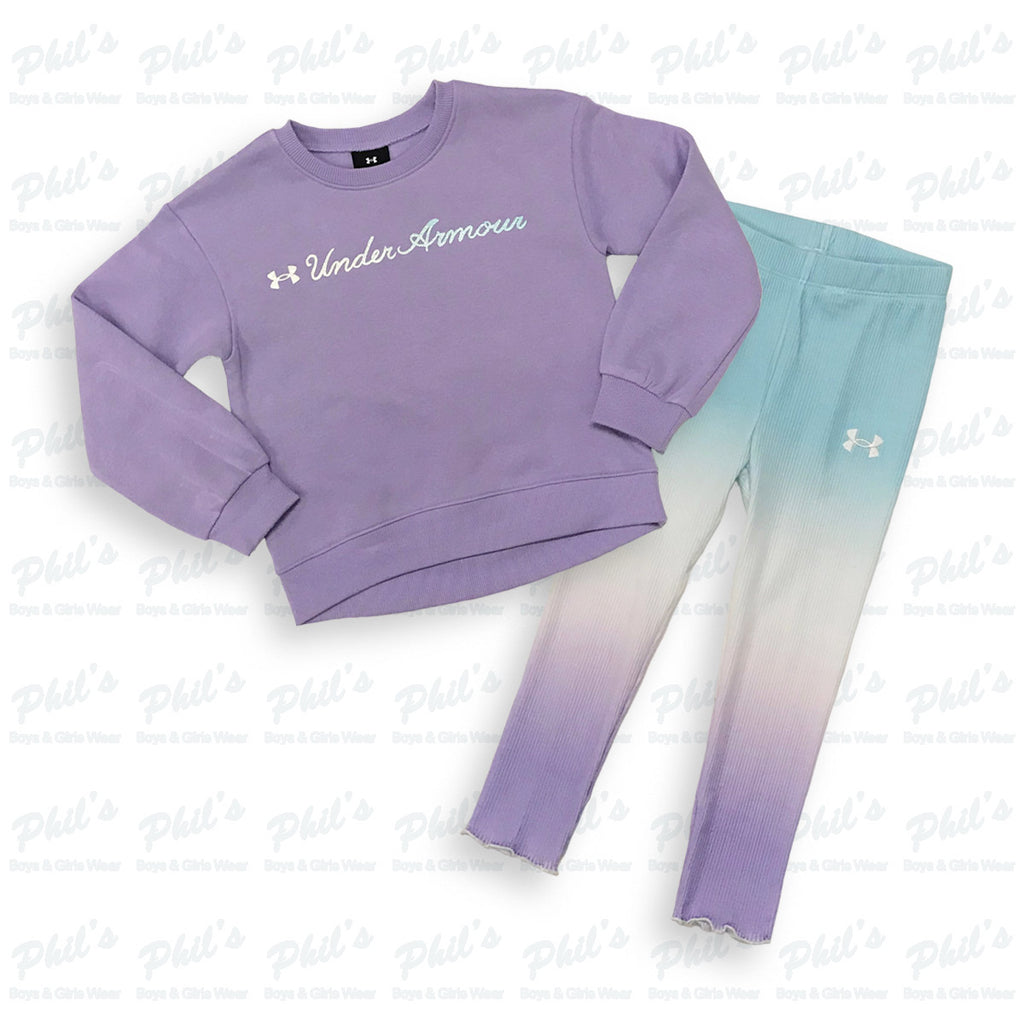 Girls' Under Armour Purple Sweatshirt & Ombré Leggings Set