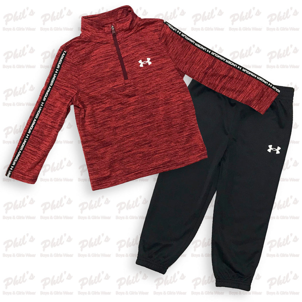 Boys' Under Armour Red Quarter-Zip & Black Pants Set