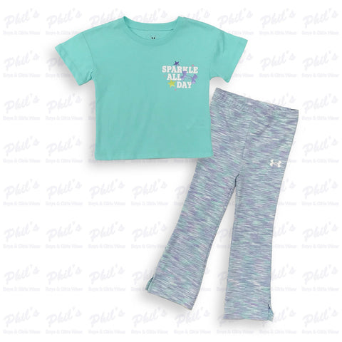 Girls' Under Armour Aqua Shirt & Printed Leggings