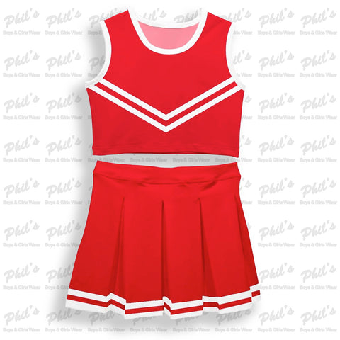 Red / White 2 Piece Dry-Fit Cheer Uniform