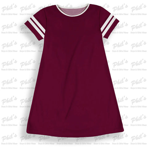 Maroon / White Jersey Dry-Fit Dress