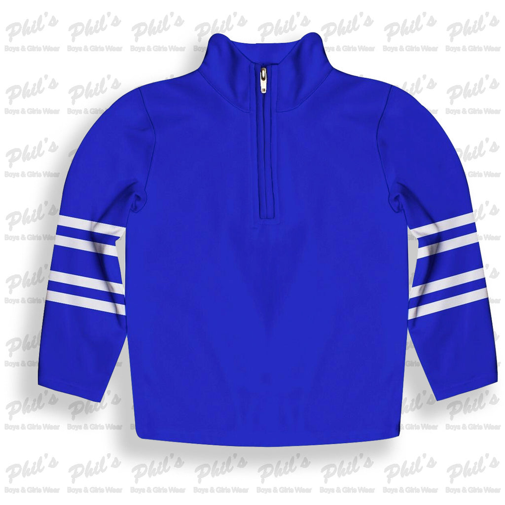 Royal Blue / White Stripe Quarter Zip Performance Jacket