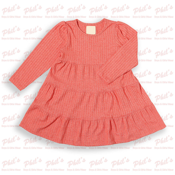 Coral Ribbed Dress