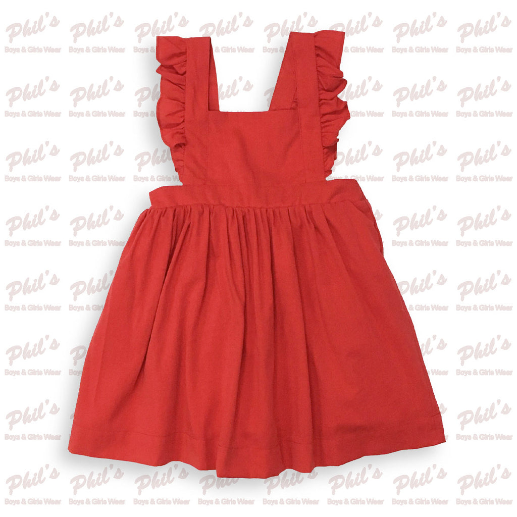 Red Ruffle Strap Cross-Back Dress