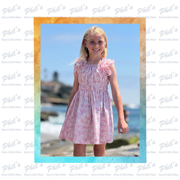 Pink Floral Ruffle Dress