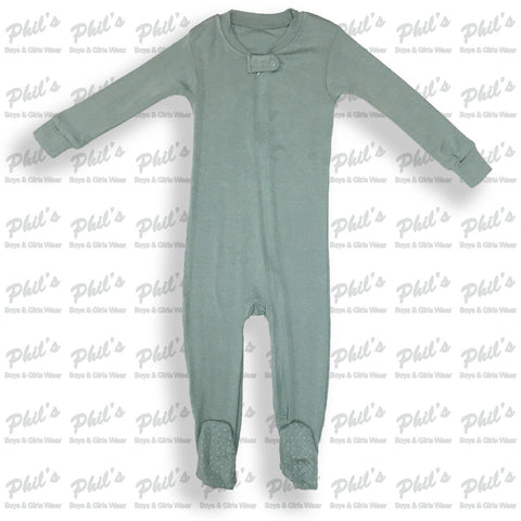 Pale Green Zippered Bamboo Footie