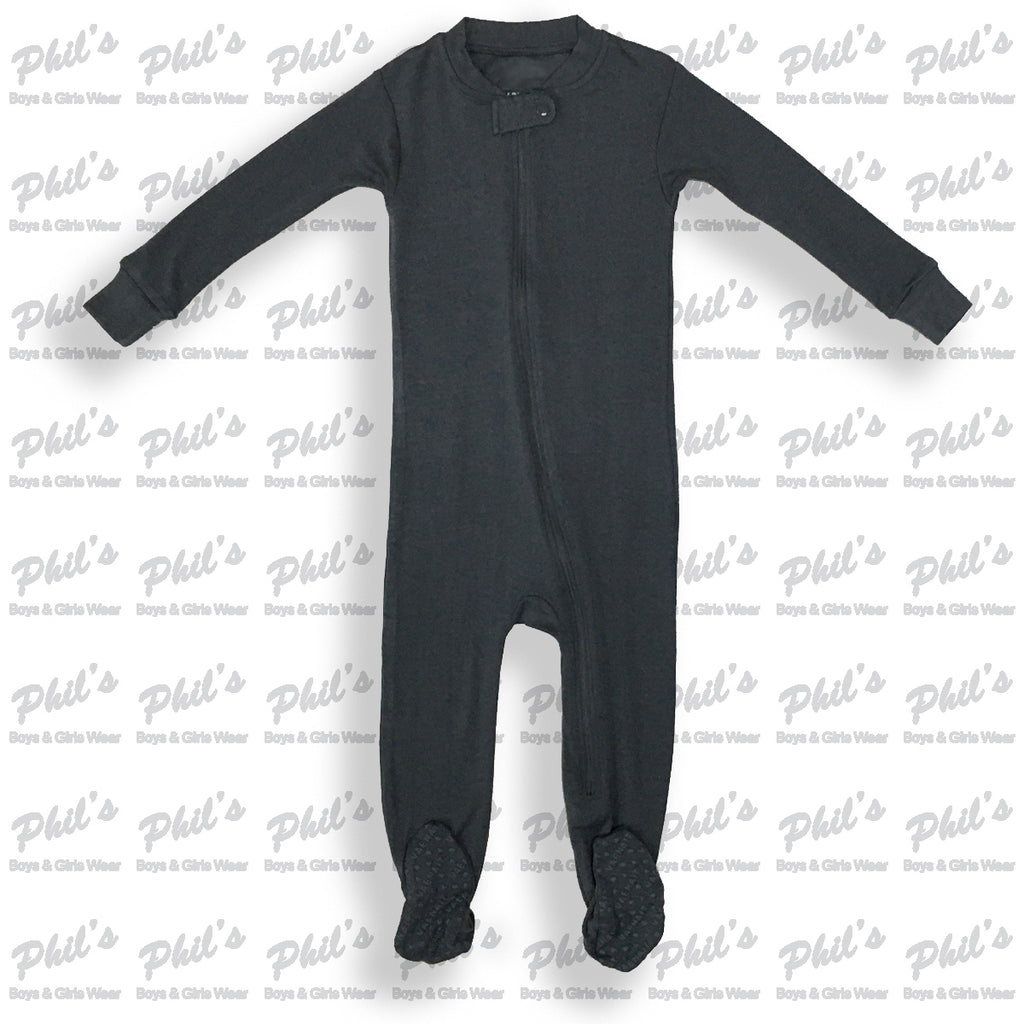 Charcoal Grey Zippered Bamboo Footie