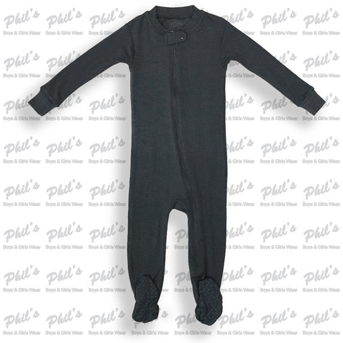 Charcoal Grey Zippered Bamboo Footie