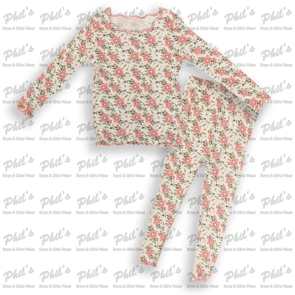 Pink Floral Ruffle Bamboo Pajama