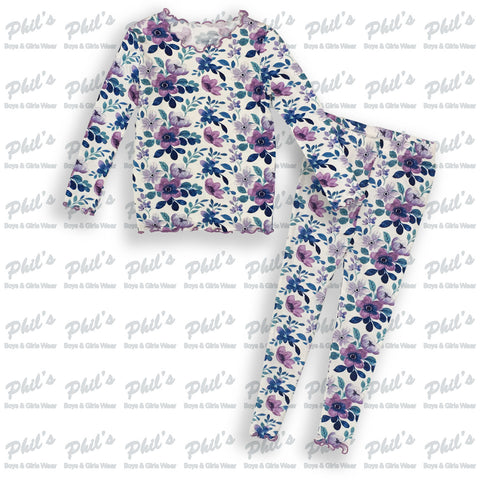 Purple Floral Ruffle Bamboo Pajama