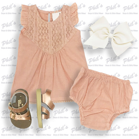 Peach Linen Dress w/ Bloomer