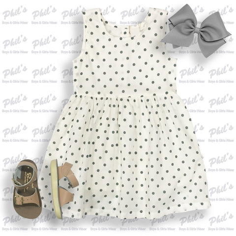Gray Polkadot Linen Dress