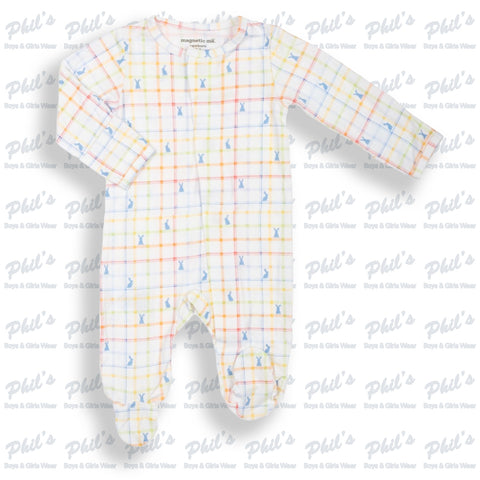Plaid Bunny Bamboo Magnetic Footie