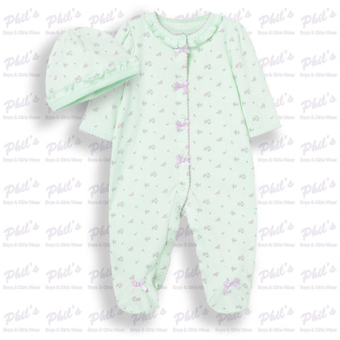 Mint / Lavender Rosebud Footie Pajama