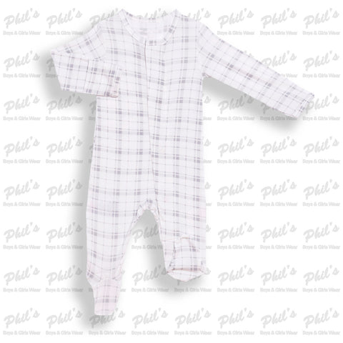 Gray / White Plaid Bamboo Magnetic Footie