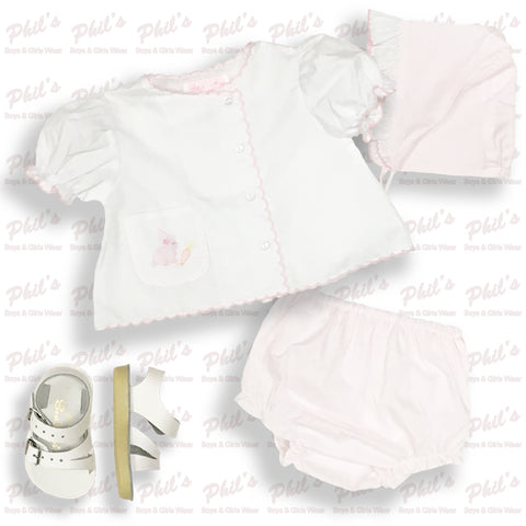 Bunny Embroidery Top w/ Pink Diaper Cover