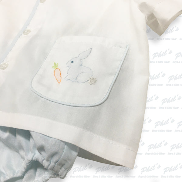 Blue Bunny Button-Up Set